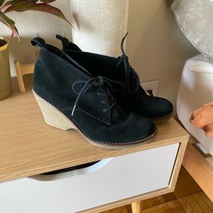 Black suede Sonoma rubber wedge heel booties